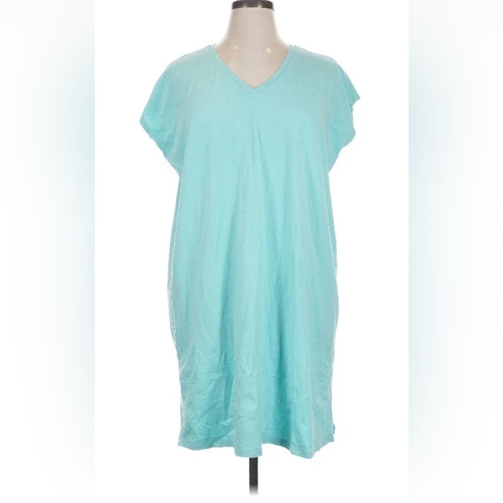 Lot of 3 perfect XL Eileen Fisher spring/summer dresses 48” B aqua grey camel